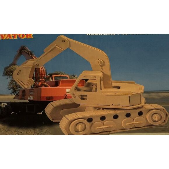 Excavator Woodcraft Construction Puzzle Kit P043 Puzzled Crafts at Home NEW - Picture 5 of 5